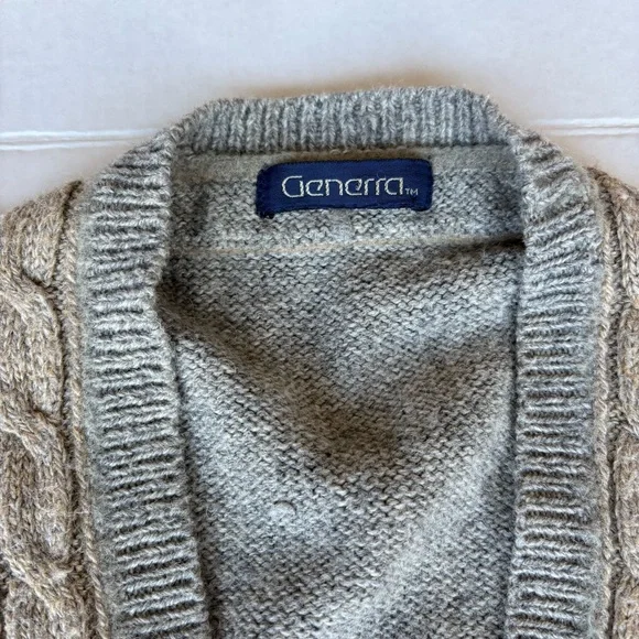 Generra Gray Cable Knit 2 tone Sweater Vest versatile classic staple - Picture 3 of 12